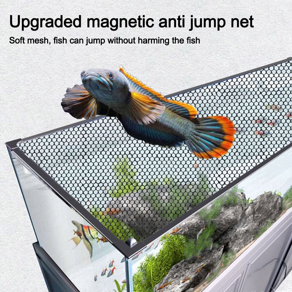 Aquarium Fish Net - 頑丈な磁気式水槽蓋カバー DIY 簡単設置 水槽メッシュ蓋カバー 水槽飛び出し防止ネット 水槽用