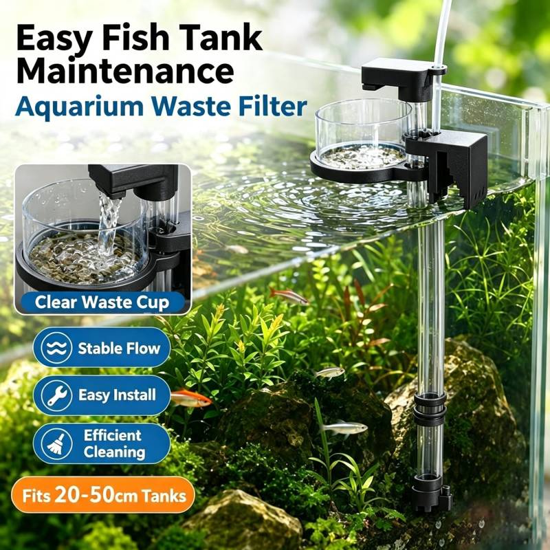 Aquarium Fish Waste Collector - 取り外し可能なエアリフト水槽魚糞コレクターうんちクリーナー水循環フィルターアクアスケープ表面油スキマー調節可能な長さ