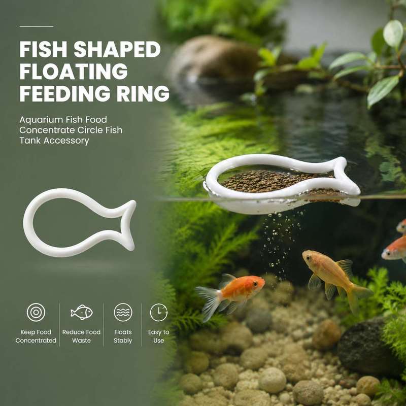 Aquarium Fish Food - 魚の形をした浮遊式餌リング 水槽用魚の餌濃縮サークル 魚タンクアクセサリー