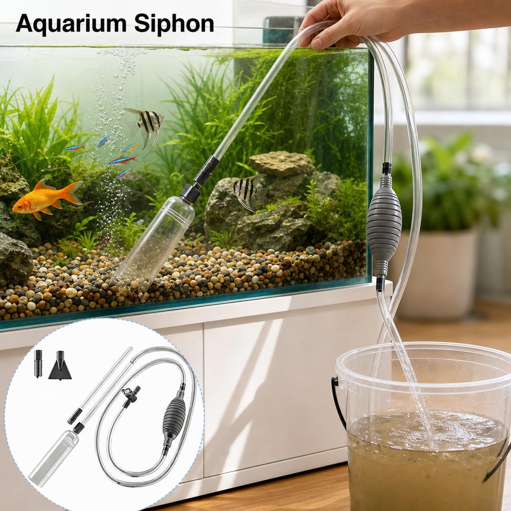Aquarium Fish Waste Collector - 手動式水槽サイフォン魚タンク水交換キット砂利クリーナー砂洗浄ポンプ魚糞吸引パイプメンテナンスツール