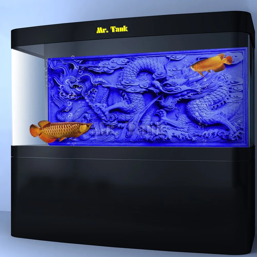 Aquarium Fish Poster - カスタムサイズの水族館の背景ポスター,両面pvcドラゴン,青い粘着レリーフ,海の水槽の装飾,風景