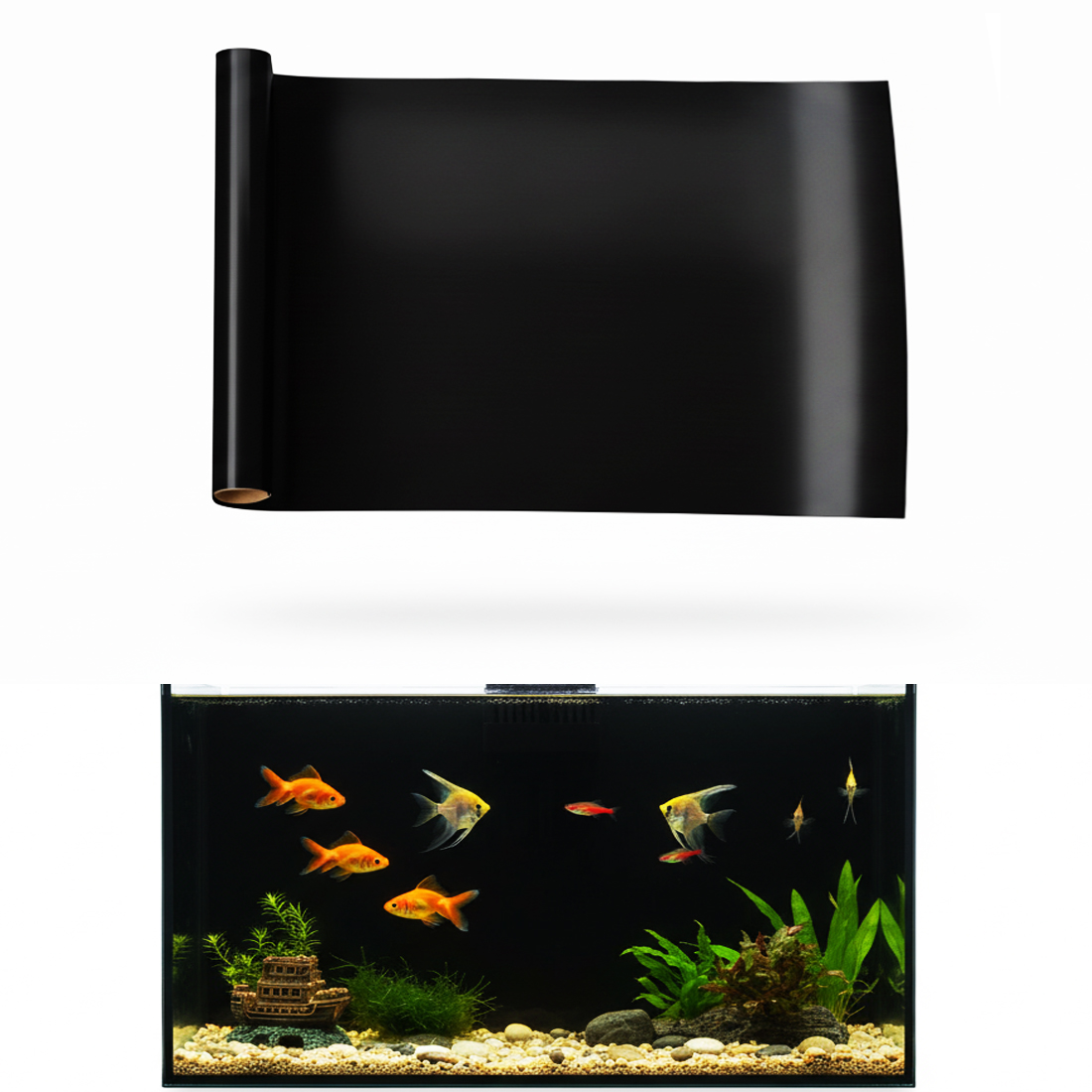 Aquarium Fish Poster - 水槽背景 静電気吸着式 黒白 魚タンク背景壁紙 魚タンク背景幕 水槽ポスター背景