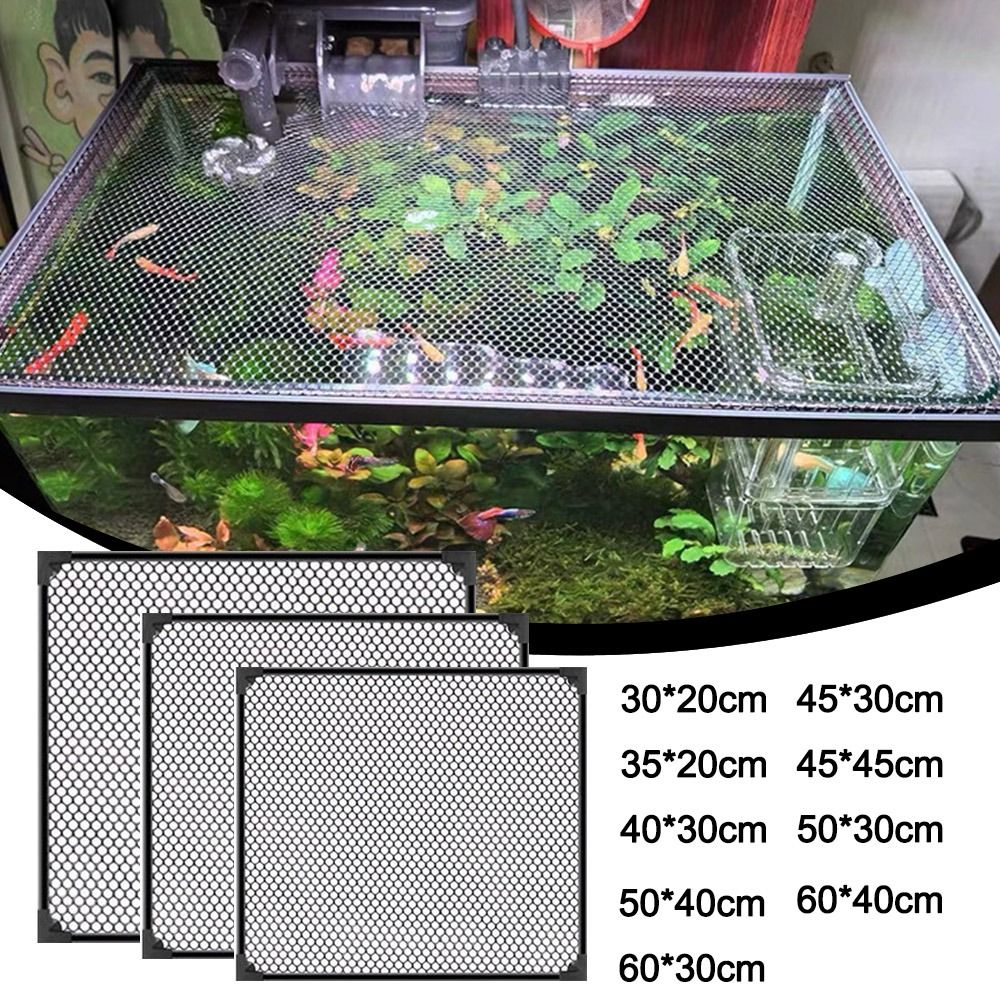 Aquarium Fish Net - 耐久性のある磁気水槽蓋カバー DIY 簡単設置水族館アンチジャンプネット水槽メッシュ蓋カバー水族館