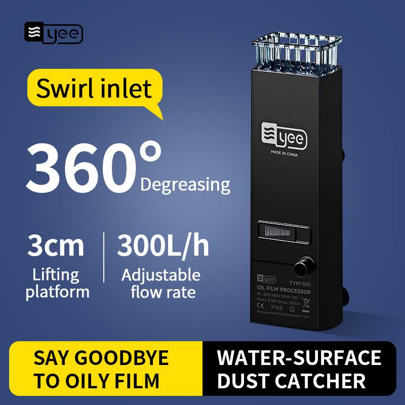 Aquarium Fish Waste Collector - 3 ワット水族館表面オイルスキマーフィルターミニミュート自動油膜プロセッサ除去ツール水槽水濾過 220-240V EU