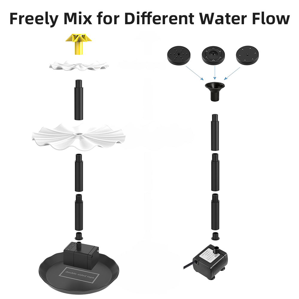 バードバス用のソーラーパワー水噴水ポンプ、庭、池、プール、水 - Aquarium Fish Lamp のレビューと価格