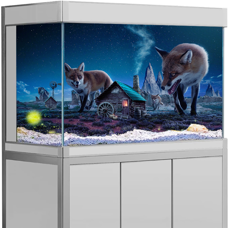 水族館背景ステッカー神秘的なキツネとオーロラの景色ポスター水 - Aquarium Fish Poster のレビューと価格
