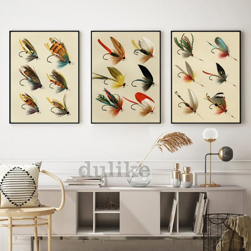 メンズウォールアートのヴィンテージフライフィッシングルアー, - Aquarium Fish Poster のレビューと価格