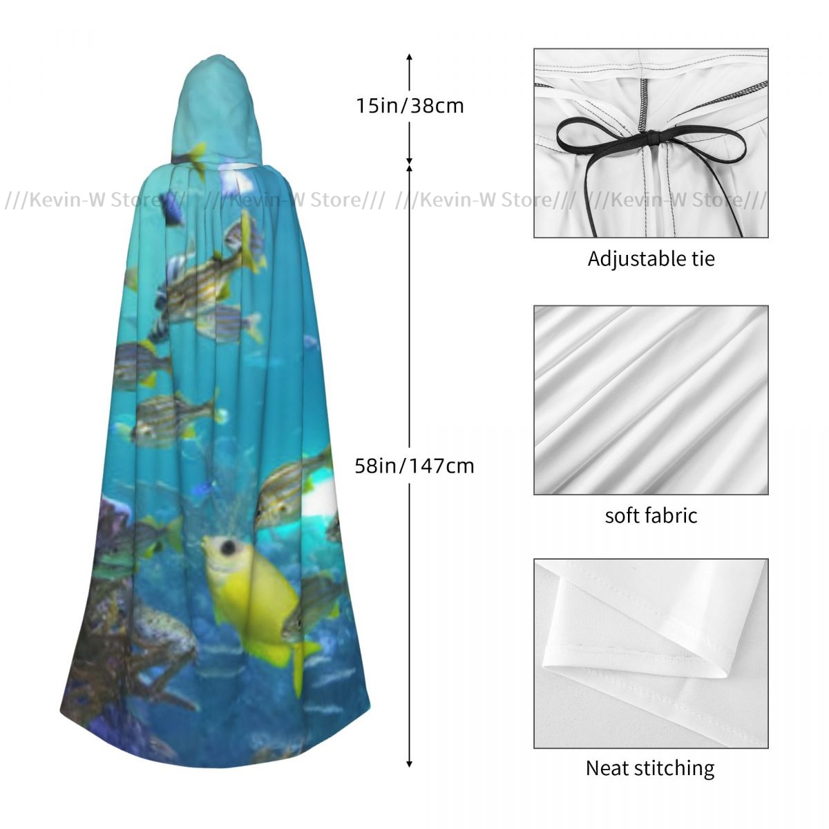 水槽の内側の魚フード付きマントポリエステルユニセックス魔女ケ - Aquarium Queen Fish のレビューと価格